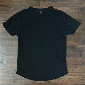 Men's Cuts Curved Hem Black T-Shirt